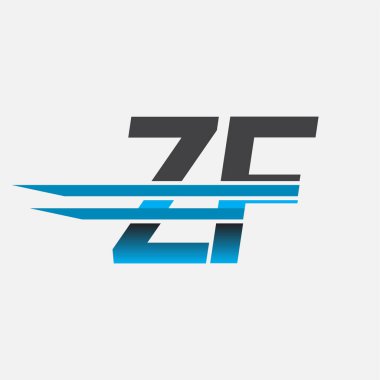 İlk logo ZF şirketi adı siyah-mavi, Basit ve Modern Logo Tasarımı.