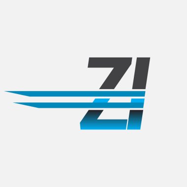 İlk logo ZI şirketi adı siyah-mavi, Basit ve Modern Logo Tasarımı.