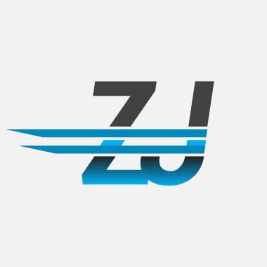 İlk logo ZJ şirketi adı siyah-mavi, Basit ve Modern Logo Tasarımı.