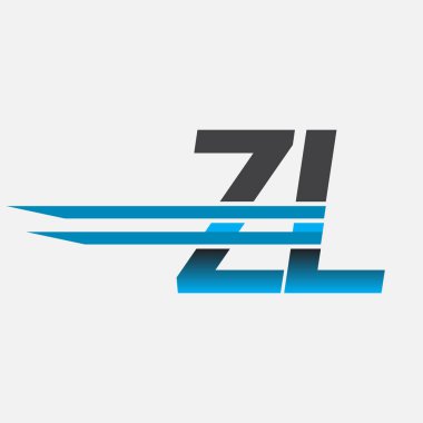 İlk logo ZL şirketi adı siyah-mavi, Basit ve Modern Logo Tasarımı.
