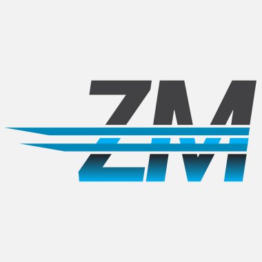 İlk logo ZM şirketi adı siyah-mavi, Basit ve Modern Logo Tasarımı.