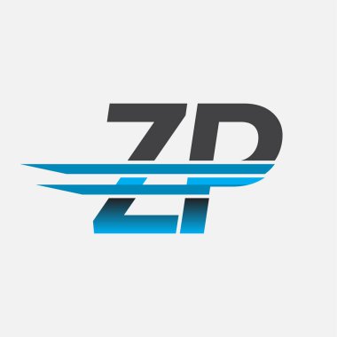 İlk logo ZP şirketi adı siyah-mavi, Basit ve Modern Logo Tasarımı.