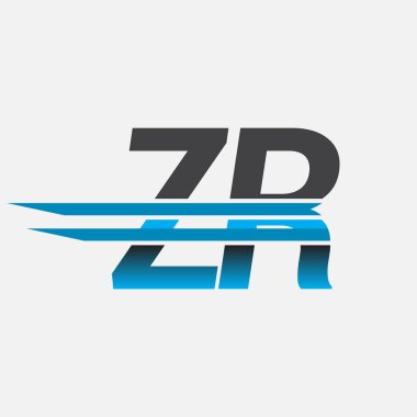 İlk logo ZR şirketi adı siyah-mavi, Basit ve Modern Logo Tasarımı.