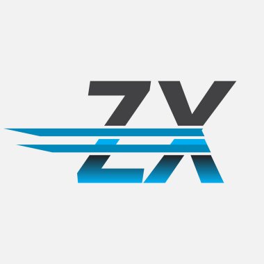 İlk logo ZX şirketi adı siyah-mavi, Basit ve Modern Logo Tasarımı.