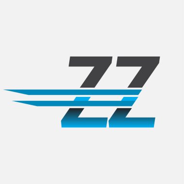 İlk logo ZZ şirketi adı siyah-mavi, Basit ve Modern Logo Tasarımı.
