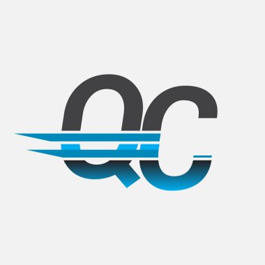 İlk logo QC şirket adı siyah-mavi, Basit ve Modern Logo Tasarımı.