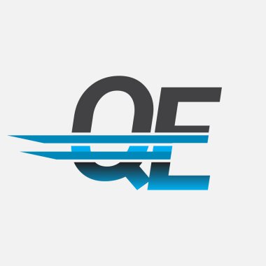 İlk logo QE şirket adı siyah-mavi, Basit ve Modern Logo Tasarımı.