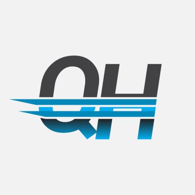ilk logo QH şirket adı siyah-mavi, Basit ve Modern Logo Tasarımı.