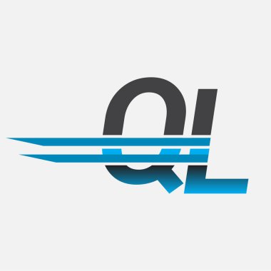 ilk logo QL şirket adı siyah-mavi, Basit ve Modern Logo Tasarımı.
