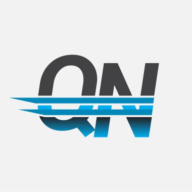 İlk logo QN şirket adı siyah-mavi, Basit ve Modern Logo Tasarımı.