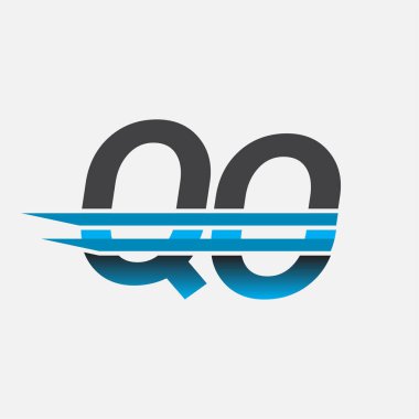 İlk logo QO şirketi adı siyah-mavi, Basit ve Modern Logo Tasarımı.