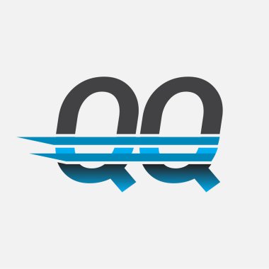 İlk logo QQ şirketi adı siyah-mavi, Basit ve Modern Logo Tasarımı.