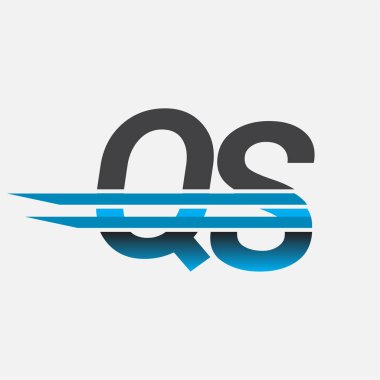 İlk logo QS şirket adı siyah-mavi, Basit ve Modern Logo Tasarımı.