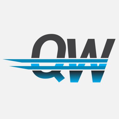 İlk logo QW şirket adı siyah-mavi, Basit ve Modern Logo Tasarımı.