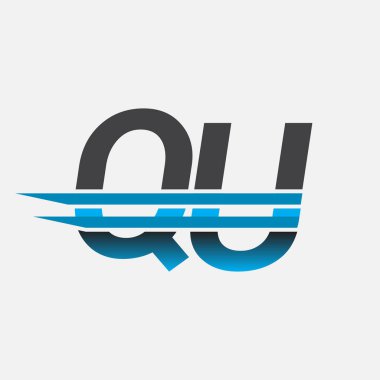 İlk logo QU şirket adı siyah-mavi, Basit ve Modern Logo Tasarımı.