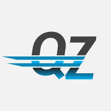 İlk logo QZ şirket adı siyah-mavi, Basit ve Modern Logo Tasarımı.