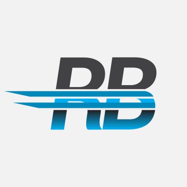 İlk logo RB şirketi adı siyah-mavi, Basit ve Modern Logo Tasarımı.