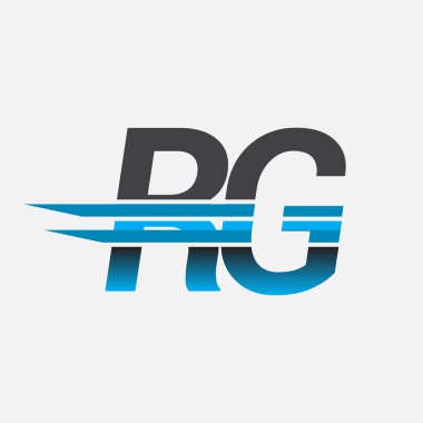 İlk logo RG şirketi adı siyah-mavi, Basit ve Modern Logo Tasarımı.