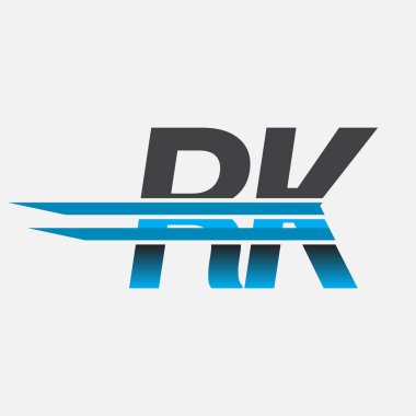 İlk logo RK şirketi adı siyah-mavi, Basit ve Modern Logo Tasarımı.