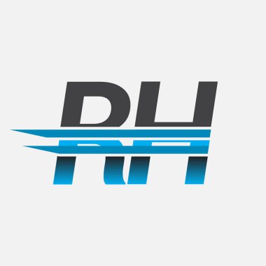İlk logo RH şirketi adı siyah-mavi, Basit ve Modern Logo Tasarımı.