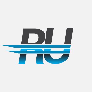 İlk logo RU şirketi adı siyah-mavi, Basit ve Modern Logo Tasarımı.