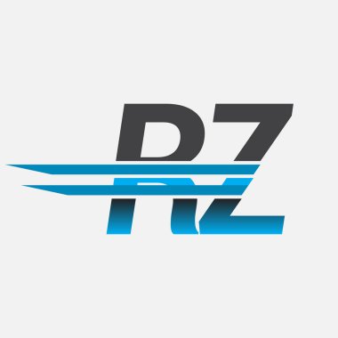 İlk logo RZ şirketi adı siyah-mavi, Basit ve Modern Logo Tasarımı.