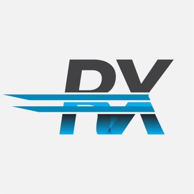 İlk logo RX şirketi adı siyah-mavi, Basit ve Modern Logo Tasarımı.