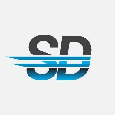 İlk logo SD şirketi adı siyah-mavi, Basit ve Modern Logo Tasarımı.