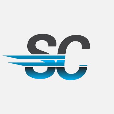 İlk logo SC şirketi adı siyah-mavi, Basit ve Modern Logo Tasarımı.