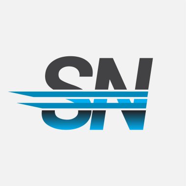 İlk logo SN şirketi adı siyah-mavi, Basit ve Modern Logo Tasarımı.