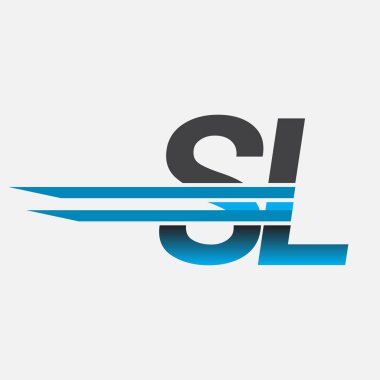 İlk logo SL şirketi adı siyah-mavi, Basit ve Modern Logo Tasarımı.