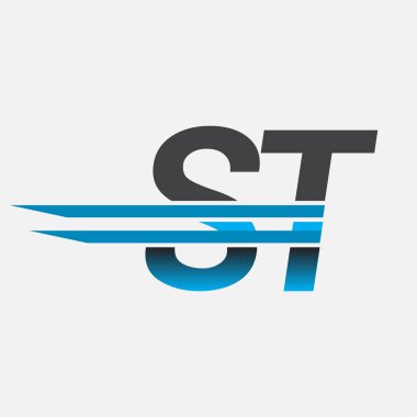 ST firmasının ilk logosu siyah ve mavi renkli, Basit ve Modern Logo Tasarımı.