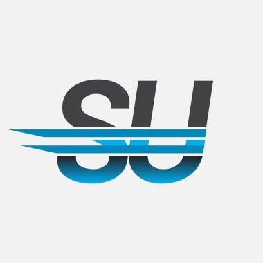 İlk logo SU şirketi adı siyah-mavi, Basit ve Modern Logo Tasarımı.