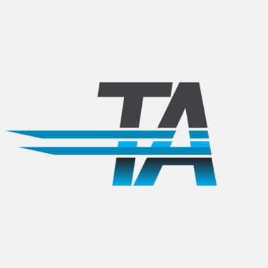 İlk logo TA şirketi adı siyah-mavi, Basit ve Modern Logo Tasarımı.