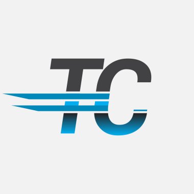 İlk logo TC şirketi adı siyah-mavi, Basit ve Modern Logo Tasarımı.