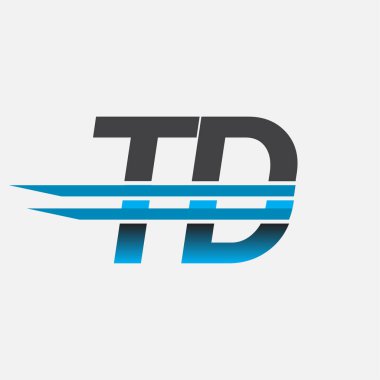 İlk logo TD şirket adı siyah-mavi, Basit ve Modern Logo Tasarımı.