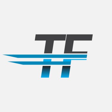 İlk logo TF şirketi adı siyah-mavi, Basit ve Modern Logo Tasarımı.