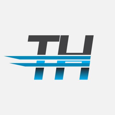 İlk logo TH şirketi adı siyah-mavi, Basit ve Modern Logo Tasarımı.