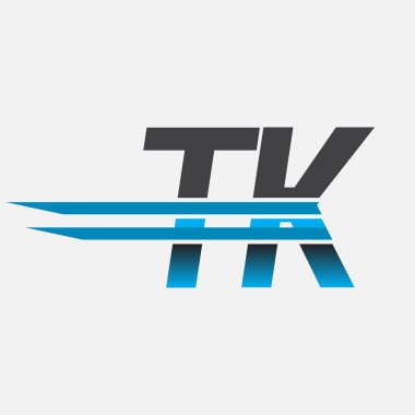İlk logo TK şirketi adı siyah-mavi, Basit ve Modern Logo Tasarımı.