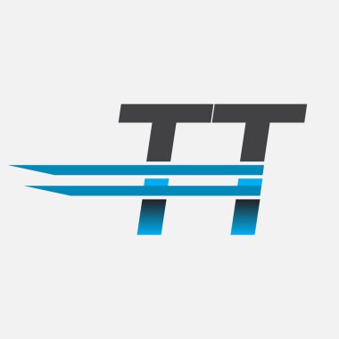 İlk logo TT şirketi adı siyah-mavi, Basit ve Modern Logo Tasarımı.