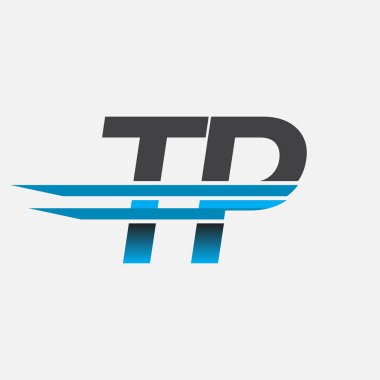 İlk logo TP şirketi adı siyah-mavi, Basit ve Modern Logo Tasarımı.