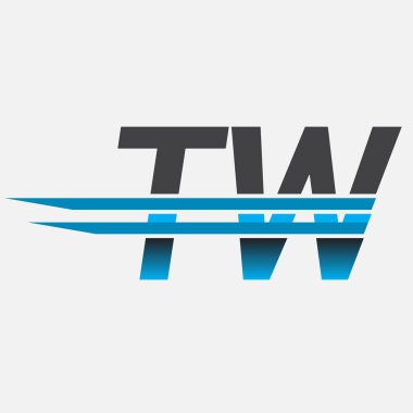 İlk logo TW şirketi adı siyah-mavi, Basit ve Modern Logo Tasarımı.