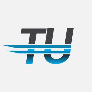 İlk logo TU şirketi adı siyah-mavi, Basit ve Modern Logo Tasarımı.