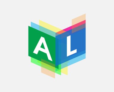 Renkli geometrik şekilli AL harfi logosu, yaratıcı endüstri, web, iş ve şirket için harf kombinasyonu tasarımı.