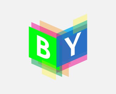 Renkli geometrik şekilli logo, yaratıcı endüstri, web, iş ve şirket için harf kombinasyonlu logo tasarımı.