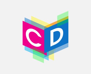 Renkli geometrik şekilli harf CD logosu, yaratıcı endüstri, web, iş ve şirket için harf birleşimi logosu tasarımı.