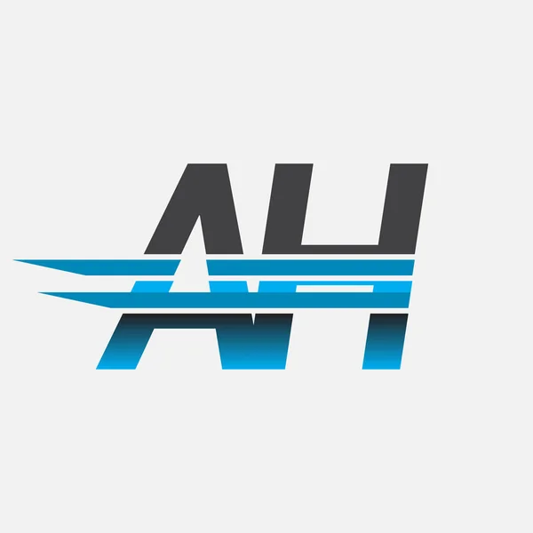 最初的标志Ah公司的名称为黑色和蓝色 简洁和现代的标志设计 — 图库矢量图片