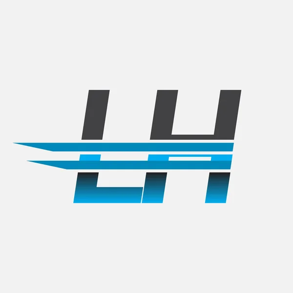 Lh公司名称涂黑蓝色 简约现代标志设计 — 图库矢量图片
