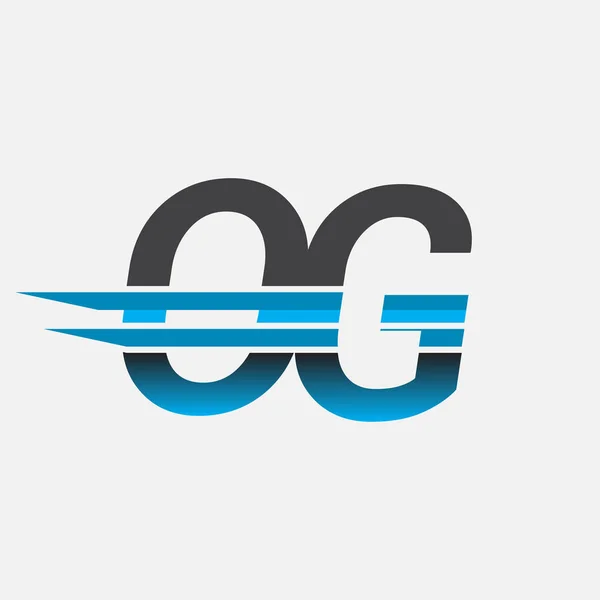 初期ロゴOg会社名色黒と青 シンプルかつモダンなロゴデザイン — ストックベクタ