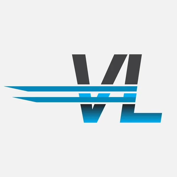 Logotipo Inicial Nome Empresa Colorido Preto Azul Design Logotipo Simples — Vetor de Stock